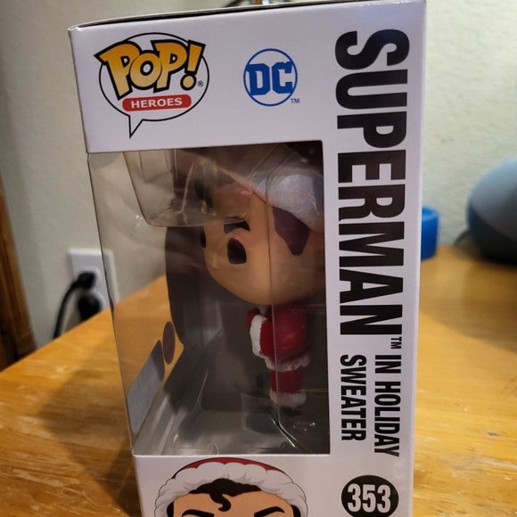 DC Super Heroes Superman in Holiday Sweater Flocked Walmart Exclusive Funko Pop - Picture 2 of 7
